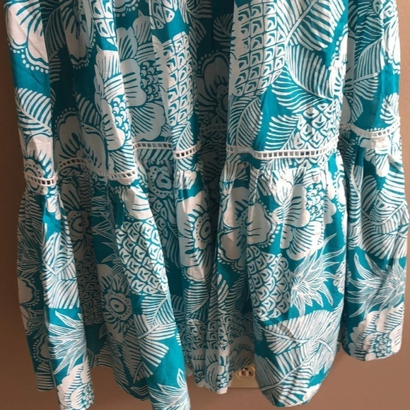 Trina Turk Glorious midi teal white tropical floral dress Small New with Tags - Picture 8 of 9